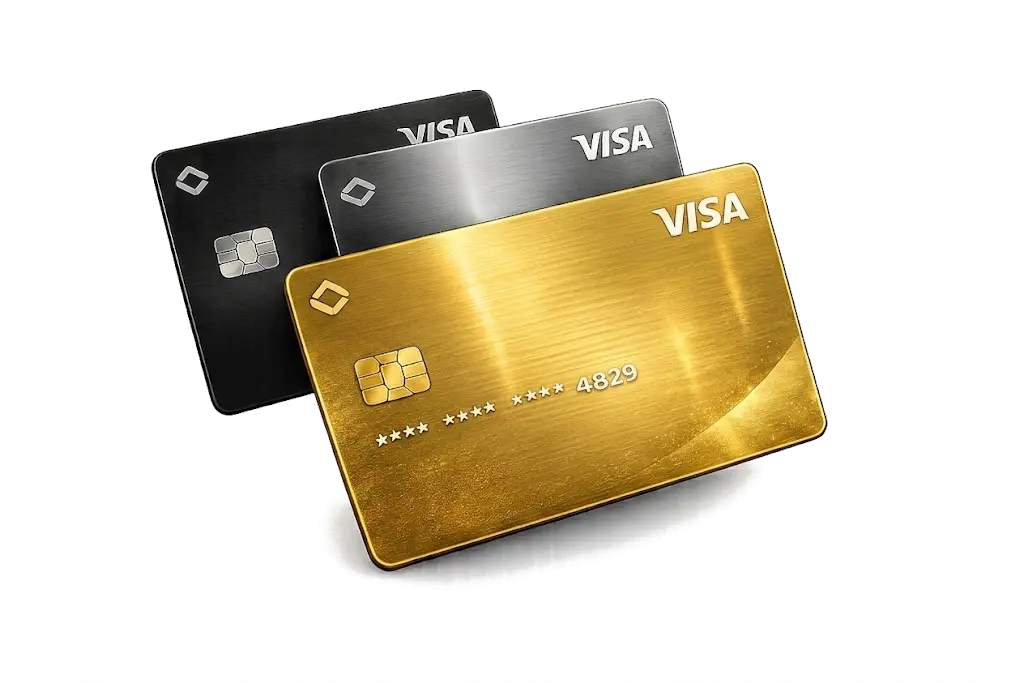 QVA Visa Card tiers — Standard, Metal, and Gold